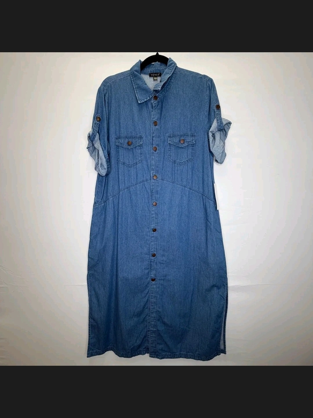 Denim Longline Dress/Duster — Blue Women Jeans Styling - Picture 2 of 3